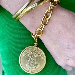 Large Double Sided Angel Coin Bracelet